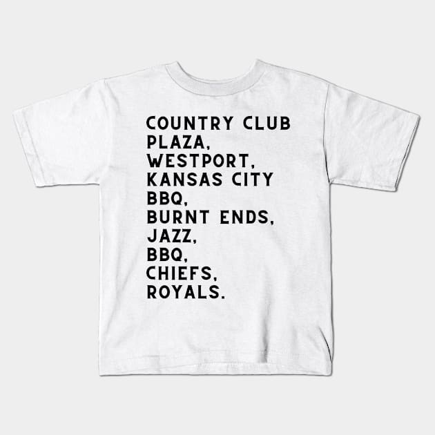 Kansas City Proud! Kids T-Shirt by AA Grim